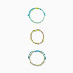PACK BRACELETS WITH BEADING FOR GIRL, BLUE/YELLOW