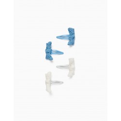 PACK 4 HAIR HOOKS WITH LASSO FOR BABY AND GIRL, BLUE/WHITE