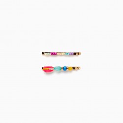 PACK 2 HOOKS WITH BEADING FOR BABY AND GIRL, MULTICOLOR