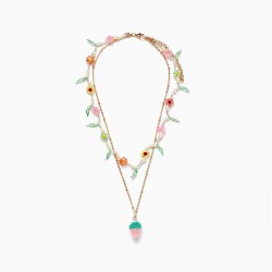 BEADED NECKLACE SET FOR GIRL, PINK/GREEN/GOLD