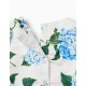 SATIN TOP WITH BLUE HYDRANGEAS FOR GIRLS, BLUE/WHITE