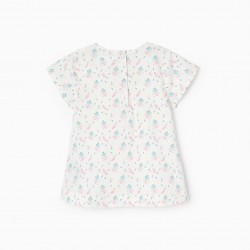 COTTON BLOUSE WITH BOW FOR GIRL, WHITE