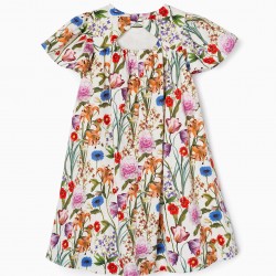 COTTON FLORAL DRESS FOR GIRLS, MULTICOLOURED