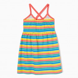 COTTON STRAPLESS DRESS FOR GIRL 'MINNIE', MULTICOLORED
