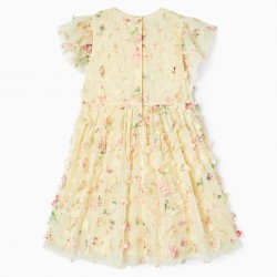 TULLE DRESS WITH BUTTERFLIES FOR GIRL, YELLOW