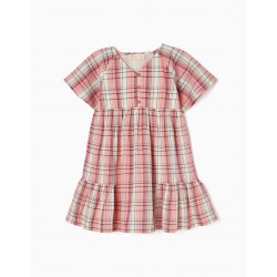 PLAID COTTON DRESS FOR GIRL, PINK