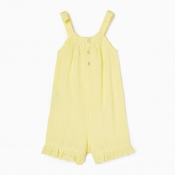 ENGLISH EMBROIDERED SHORT JUMPSUIT FOR GIRLS, YELLOW