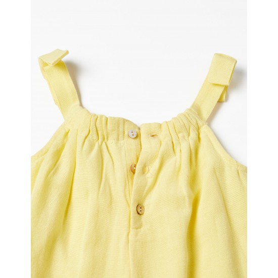 ENGLISH EMBROIDERED SHORT JUMPSUIT FOR GIRLS, YELLOW