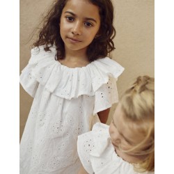 ENGLISH EMBROIDERY DRESS FOR GIRL, WHITE