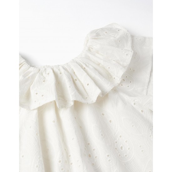 ENGLISH EMBROIDERY DRESS FOR GIRL, WHITE