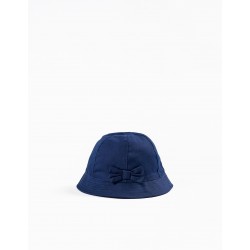 TWILL HAT WITH BOW FOR GIRL, DARK BLUE