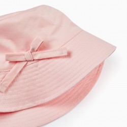 TWILL HAT WITH DECORATIVE BOW FOR GIRL, PINK