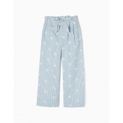 STRIPED COTTON TROUSERS FOR GIRLS 'YOU&ME', BLUE/WHITE