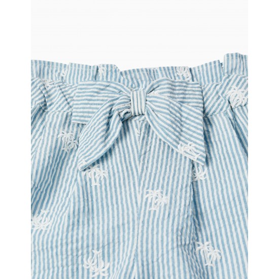 STRIPED COTTON TROUSERS FOR GIRLS 'YOU&ME', BLUE/WHITE