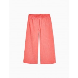 WIDE COTTON PANTS FOR GIRL, CORAL