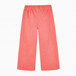 WIDE COTTON PANTS FOR GIRL, CORAL