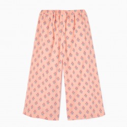 PRINTED COTTON PANTS FOR GIRL, CORAL
