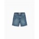 COTTON JEANS SHORTS FOR GIRLS, BLUE