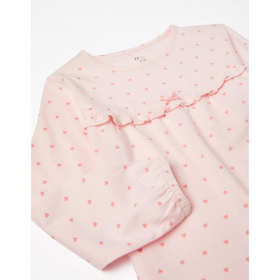 COTTON PAJAMAS WITH PRINT HEARTS FOR GIRL, PINK
