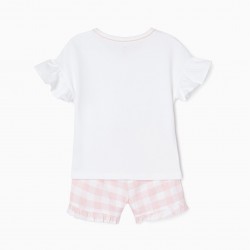 COTTON PAJAMAS FOR GIRLS 'WHALE', WHITE/PINK