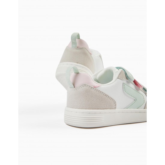 GIRLS' SNEAKERS 'ZY MOVE', WHITE/GREEN/PINK