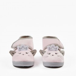 BABY SLIPPERS GIRL 'PRINCESS KITTY', PINK