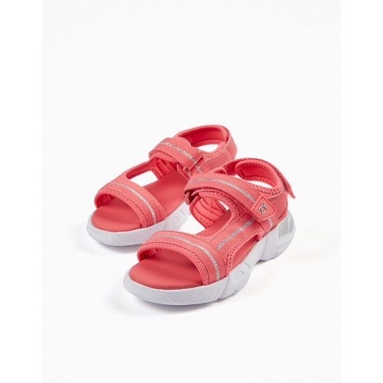 SANDALS FOR GIRL, CORAL/SILVER