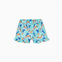 COTTON SHORTS FOR GIRL 'PARROTS', GREEN