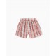 CHECKERED COTTON SHORTS FOR GIRL, PINK/BEIGE