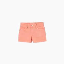 COTTON TWILL SHORT FOR GIRL, CORAL