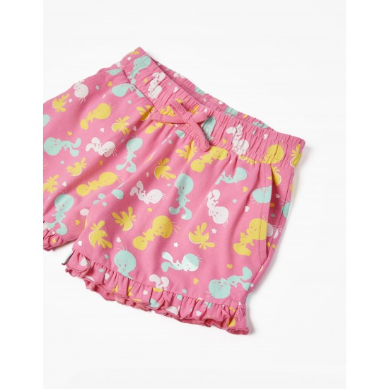 COTTON SHORTS FOR GIRL 'TWEETY', PINK