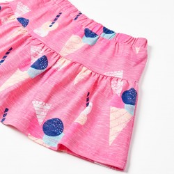 COTTON SKIRT-TROUSERS FOR GIRL 'ICE CREAM', PINK