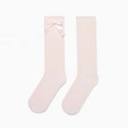 HIGH STOCKINGS WITH TIE FOR GIRL, PINK