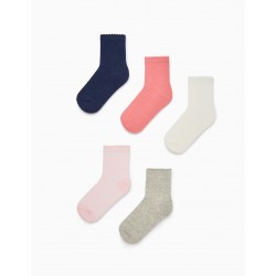 PACK 5 PAIRS OF COTTON SOCKS FOR GIRL, MULTICOLOR