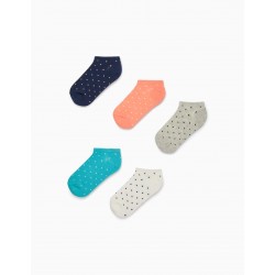 PACK 5 PAIRS OF SHORT COTTON SOCKS FOR GIRL, MULTICOLOR