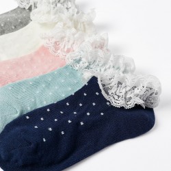 PACK 5 PAIRS OF SOCKS WITH LACE AND LUREX FOR GIRL, MULTICOLOR