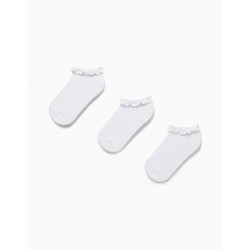 PACK 3 PAIRS OF SOCKS WITH LACE FOR GIRL, WHITE