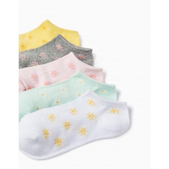 PACK 5 PAIRS OF SOCKS WITH FLORAL PATTERN FOR GIRL, MULTICOLOR