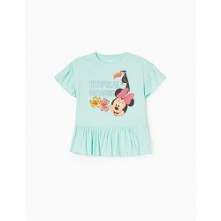 COTTON T-SHIRT FOR GIRLS 'TROPICAL MINNIE', WATER GREEN