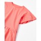 COTTON T-SHIRT WITH RUFFLES FOR GIRL, CORAL