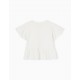 COTTON T-SHIRT WITH RUFFLES FOR GIRL, WHITE