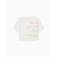 COTTON T-SHIRT FOR GIRL 'FLAVOURS', WHITE