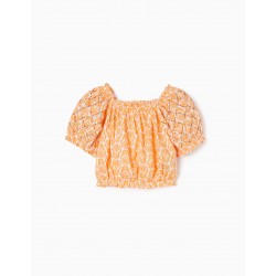 COTTON TOP WITH BEADS FOR GIRL 'YOU&ME', ORANGE