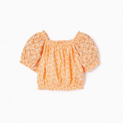 COTTON TOP WITH BEADS FOR GIRL 'YOU&ME', ORANGE