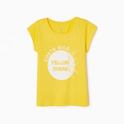 COTTON T-SHIRT FOR GIRL 'COSTA RICA', YELLOW