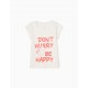 COTTON T-SHIRT FOR GIRL 'LAZY', WHITE