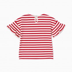 STRIPED T-SHIRT FOR GIRLS 'MINNIE', WHITE/RED