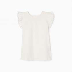 CAVA MANGO T-SHIRT WITH RUFFLES IN COTTON FOR GIRL, WHITE