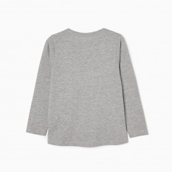 LONG SLEEVE T-SHIRT IN COTTON FOR GIRL, GREY
