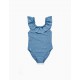 FLORAL SWIMSUIT WITH RUFFLES FOR GIRL 'YOU&ME', BLUE
